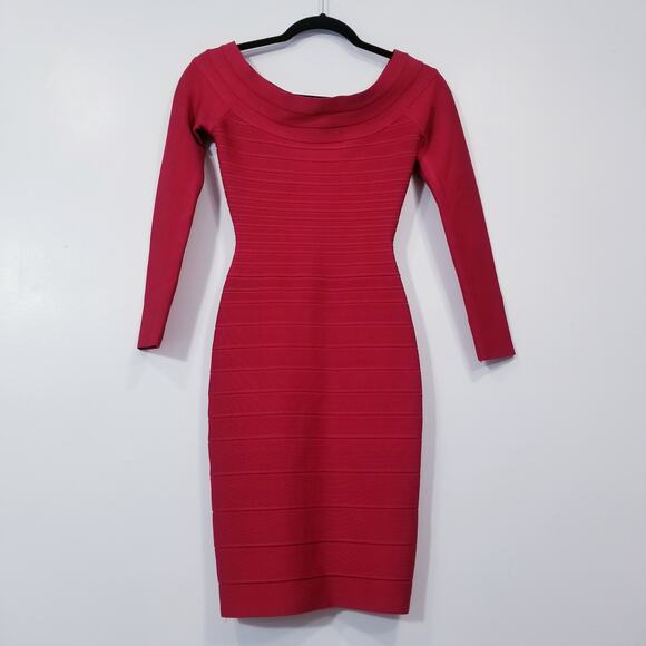 Herve Leger Candice Red Lipstick Dress Bodycon - Picture 2 of 14